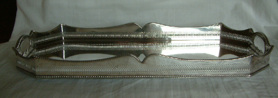 circa 1870 silver Sheffield Plate tray with pierced gallery